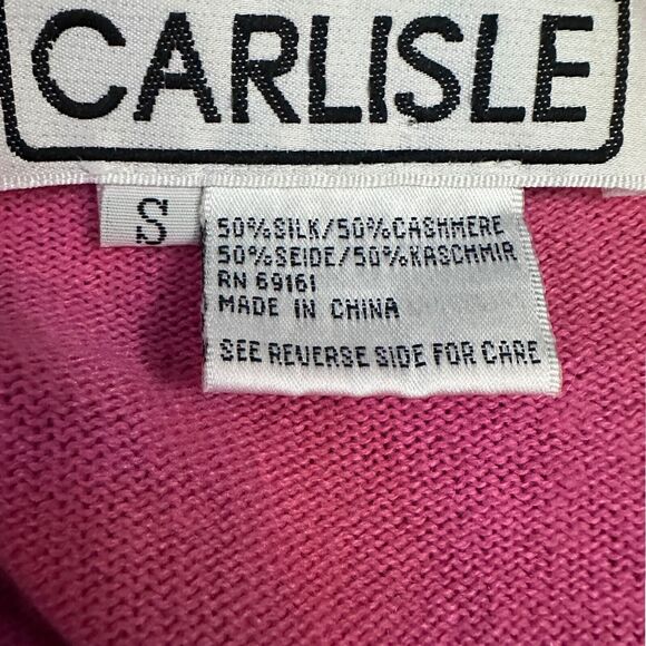 Carlisle Sweater Women Small Pink Silk Cashmere Crew Neck Pullover Long Sleeve - Picture 6 of 11